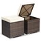 2 Pieces Patio Storage Ottoman with Removable and Washable Cushions